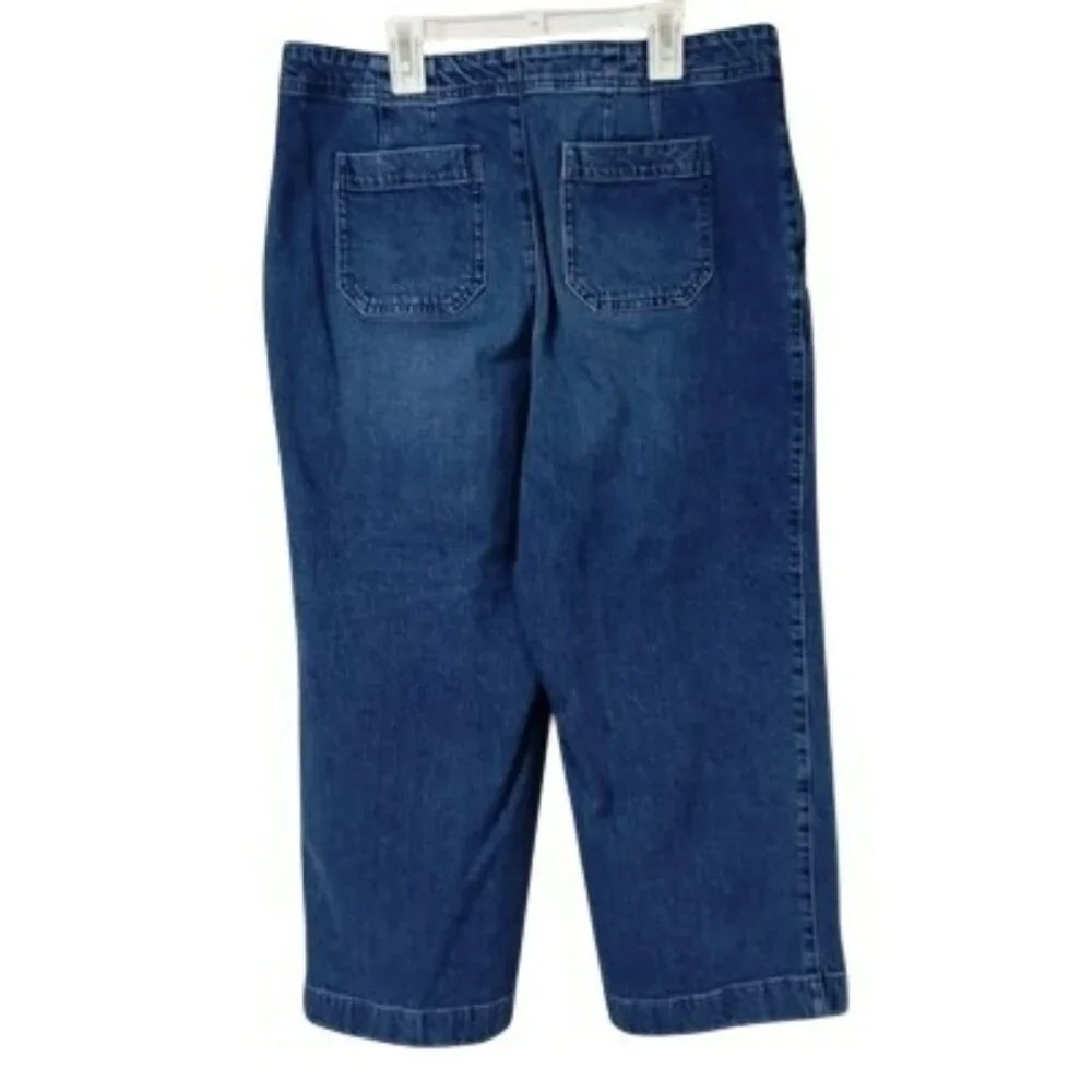 Talbots Jeans Wide-Leg Crop Size 12 Blue Womens